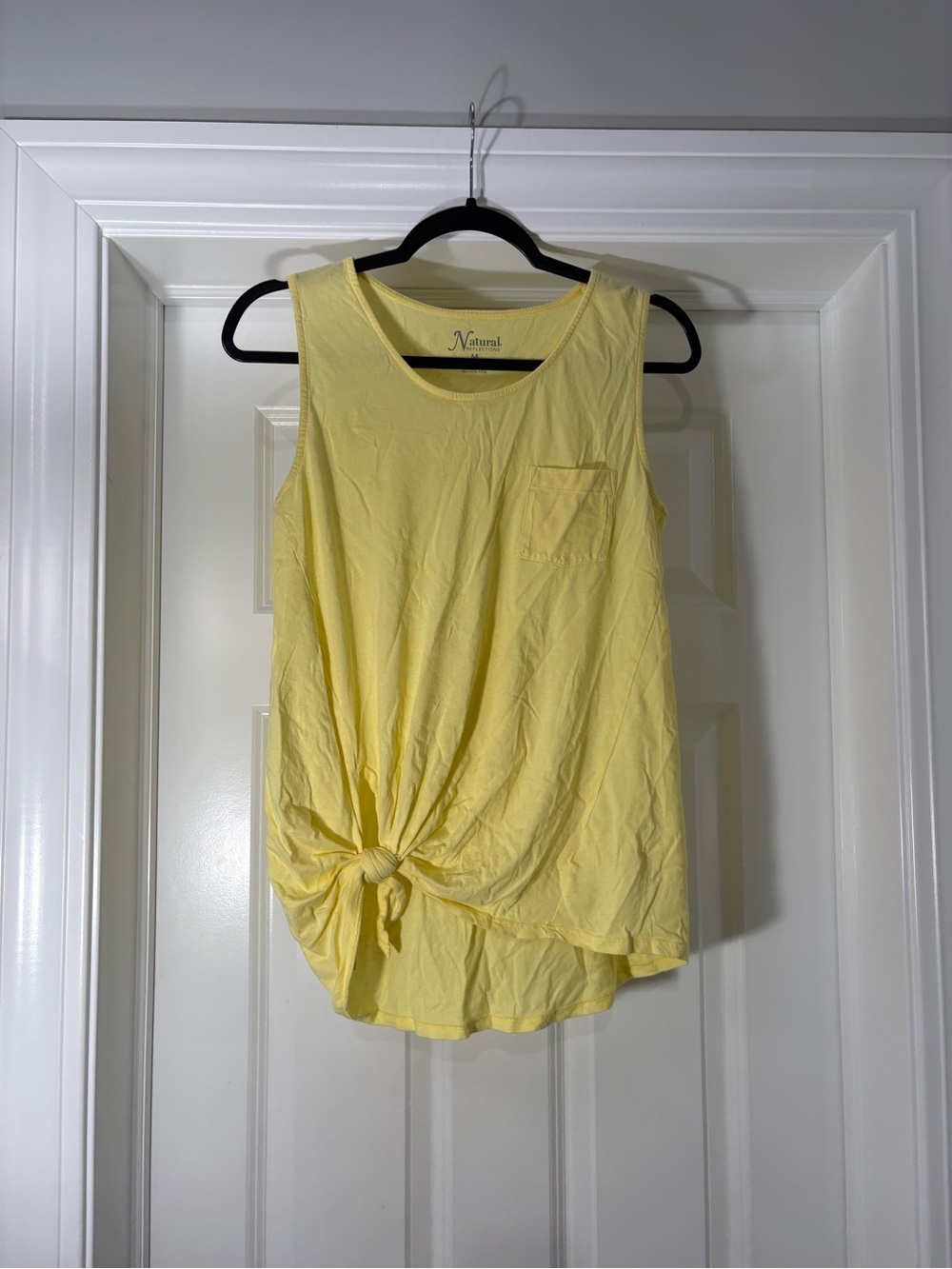 Natural Reflections Yellow Knot-Front Tank Top